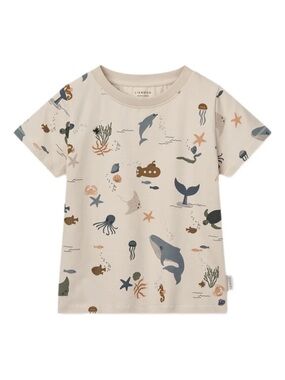 NWT Liewood Apia Fish Organic Cotton T-shirt | Sea creature/Sandy 12 Months